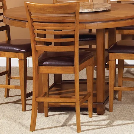 Slat Back Barstool with Upholstered Seat